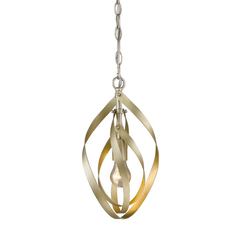 Golden Lighting-2220-M1L WG-Nicolette - 1 Light Mini Pendant in Sturdy style - 14.88 Inches high by 8.38 Inches wide   White Gold Finish